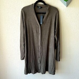 Sweet Comfort Heather Olive Green Button-Front Sweater Dress Size Large